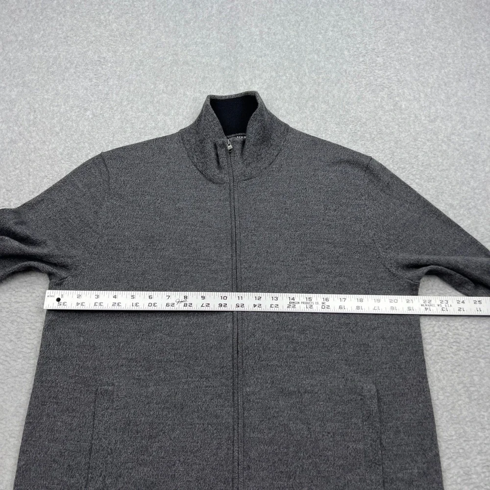 Banana Republic Cardigan Mens Large Charcoal 100% Merino Wool Full Zip Sweater